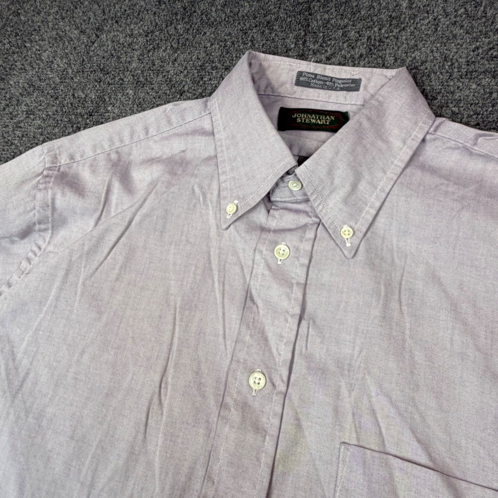 vtg Johnathan Stewart Mens XL 16.5 Pima Blend Pinpoint Button Down Shirt Purple